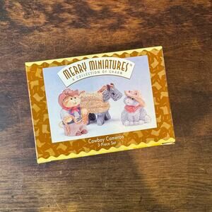 Hallmark 1995 Merry Miniatures Cowboy Cameron‎ 3 pc figurine set NEW